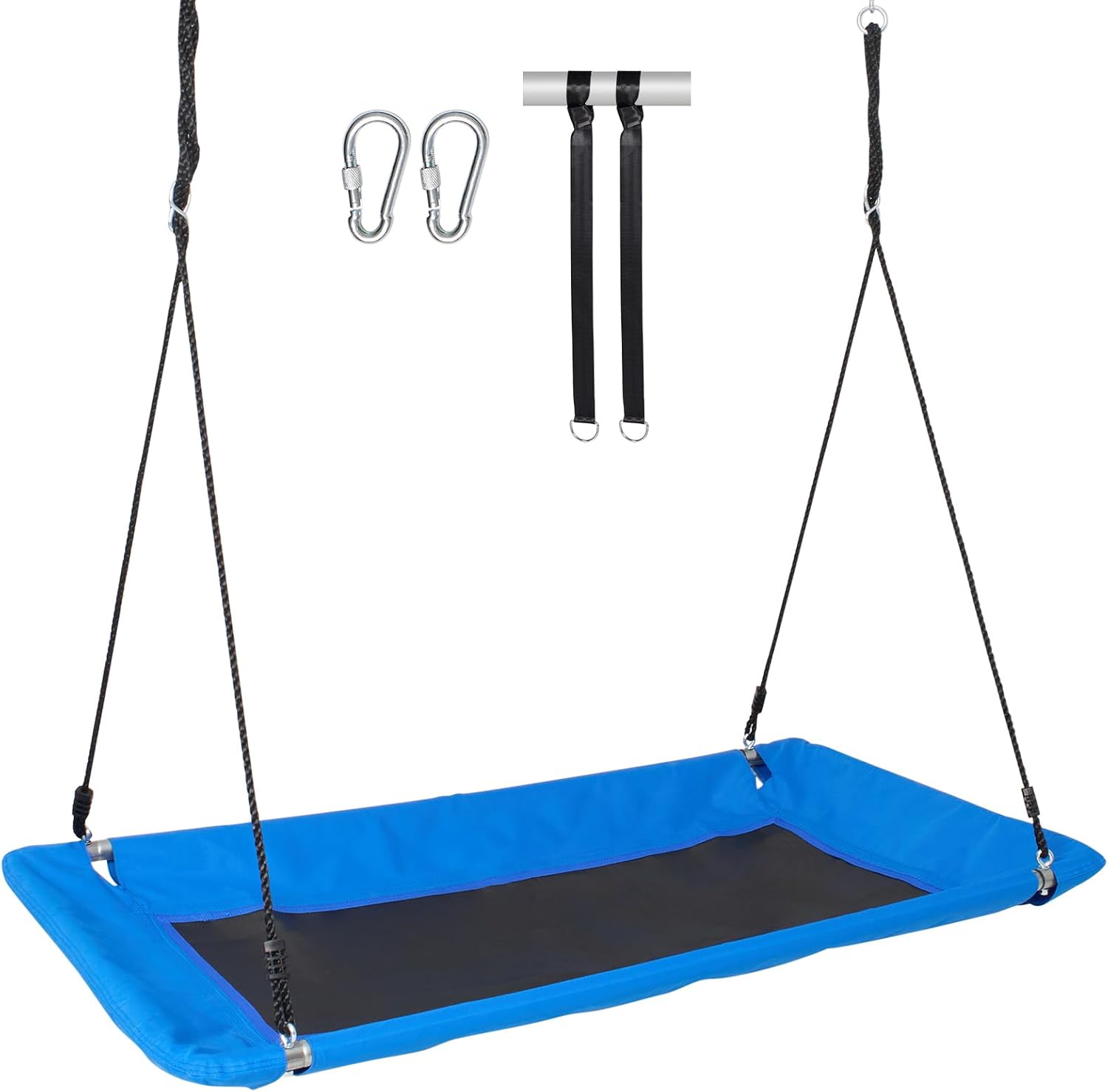 Platform Swing, 700lbs Weight Capacity Outdoor Swing, 60 Inch Platform Tree Swing for Kids and Adults, 900D Oxford Fabric Swing Seat with 2 Tree Hanging Straps and Adjustable Multi-Strand Ropes