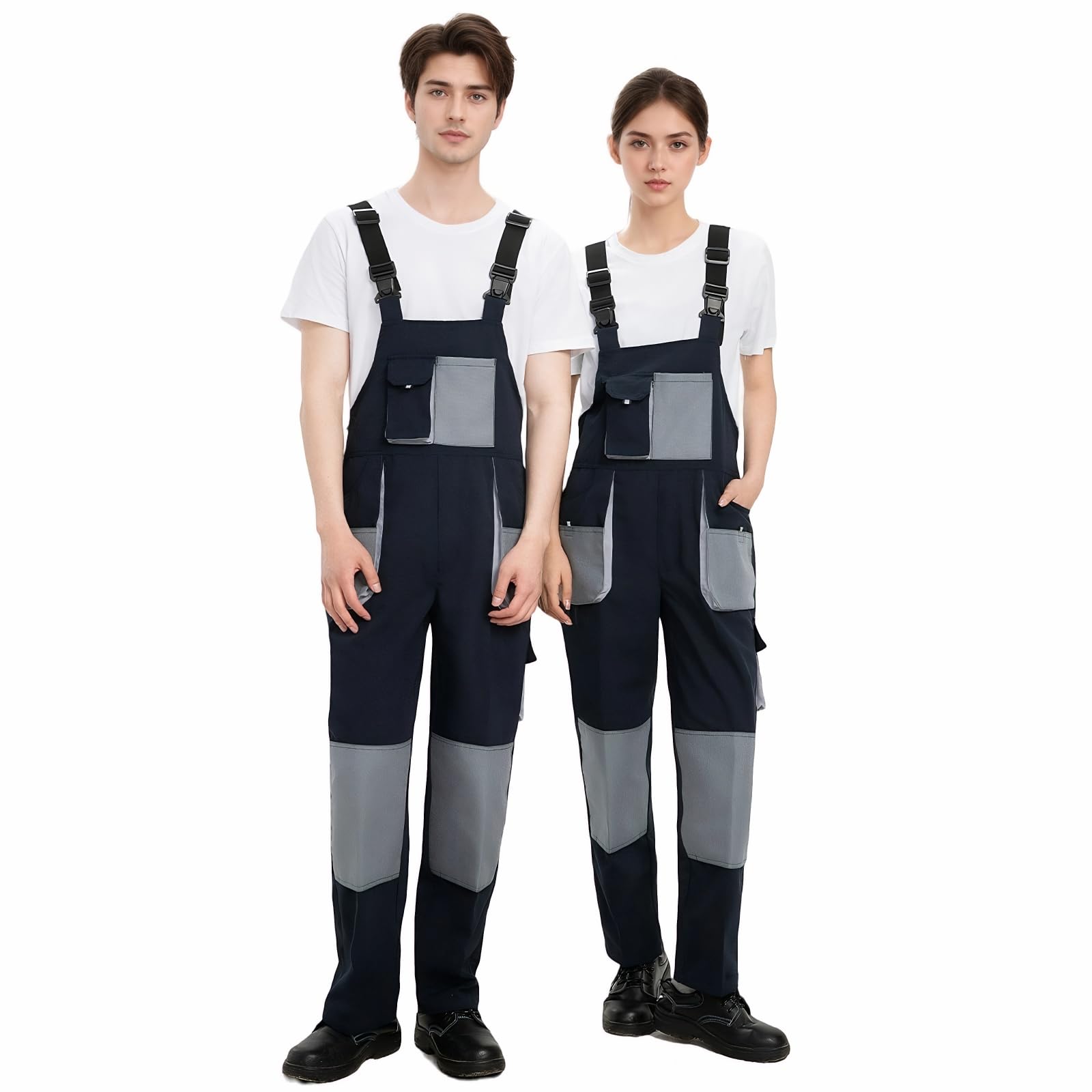 Maizoon Trwałe kombinezony unisex z wieloma kieszeniami na szelkach i szelkach ogrodniczki z paskami klamrowymi spodnie robocze z nakolannikami