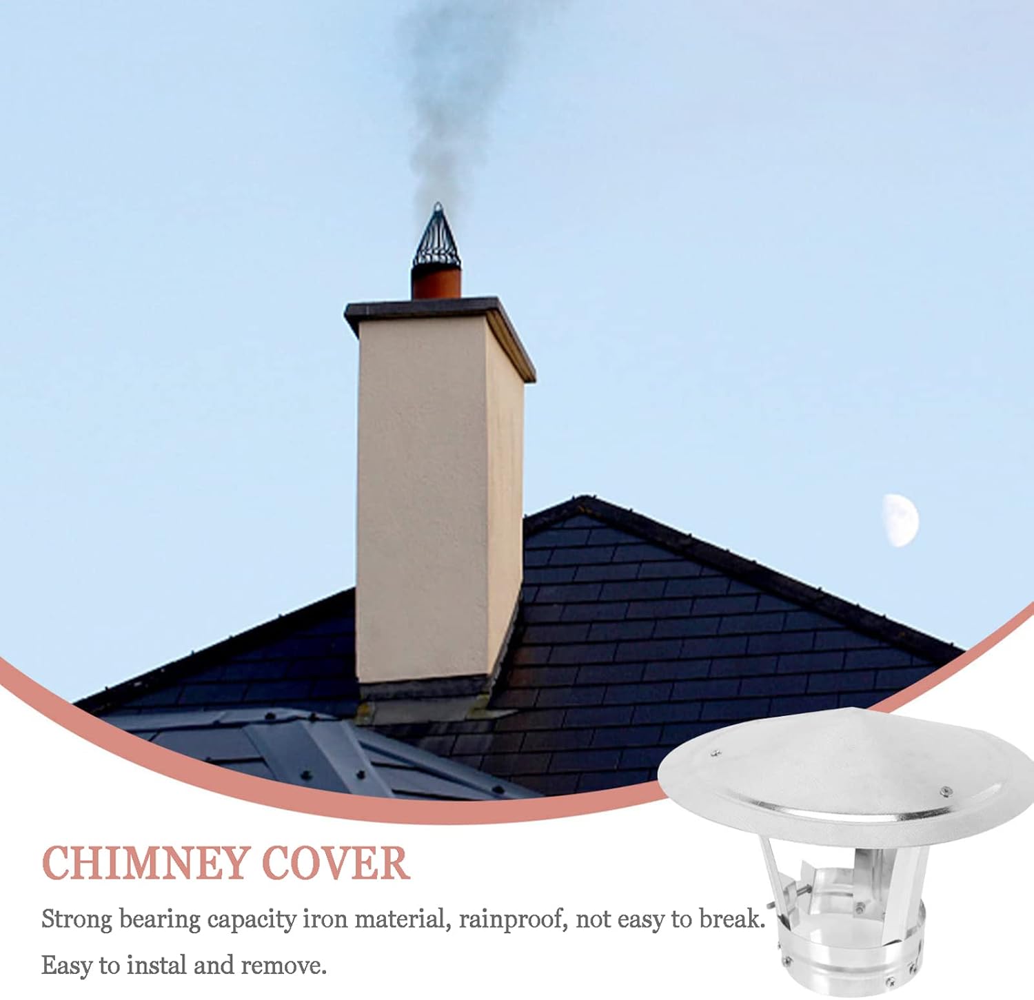 Stainless Steel Chimney Cowl,Fireplace Chimney Caps,Pipe Rain Cover Protector Cap Ending Roof Cowl for Ducting Ventilation Cap Rain Hat Hood,d8cm/3.14in