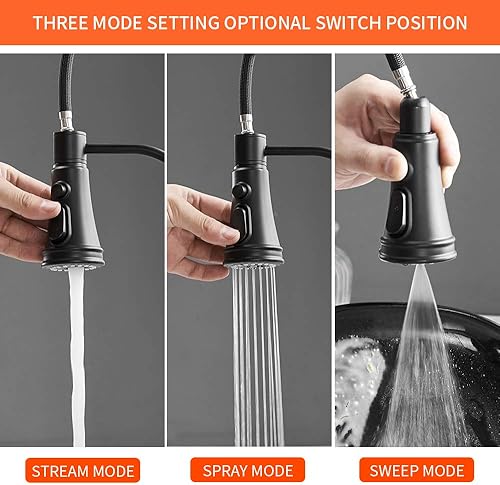 Miniatura 6 de OWOFAN Grifos de fregadero de cocina con pulverizador extraíble latón cepillado níquel cepillado grifo de un solo agujero para casa de campo Níquel