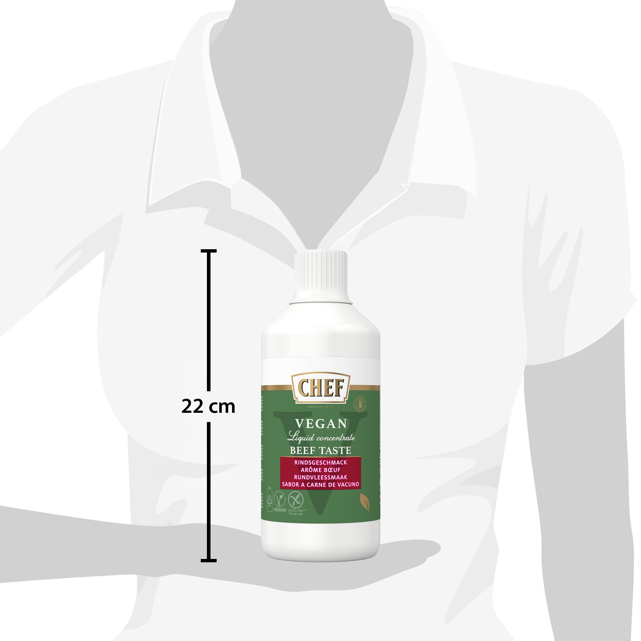 CHEF Flüssige Konzentrate Vegan Rind, Geschmacksboost für Herzhafte Gerichte, 100% Natürlicher Geschmack, 1L