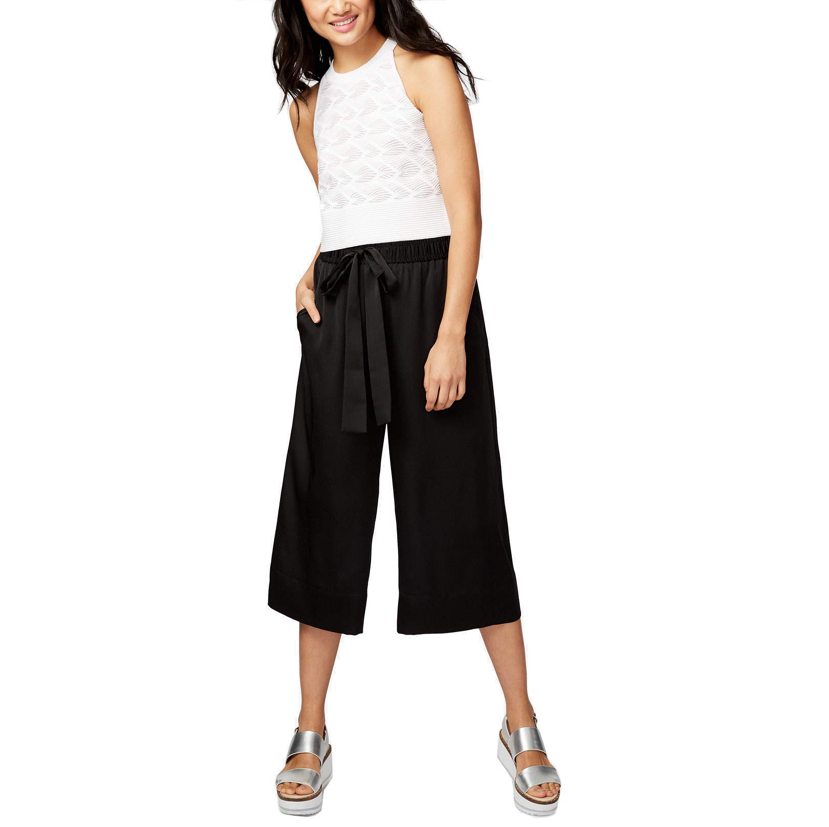 RACHEL Rachel Roy Womens Palazzo Wide Leg Cropped Pants Black XL