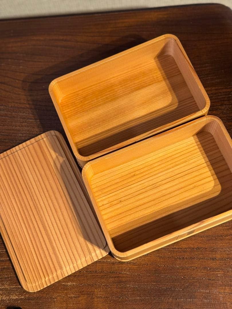 レア　大館工芸社 曲げわっぱ 隅丸二ツ重弁当 工芸品 二ツ重丸弁当 - 大館工芸社