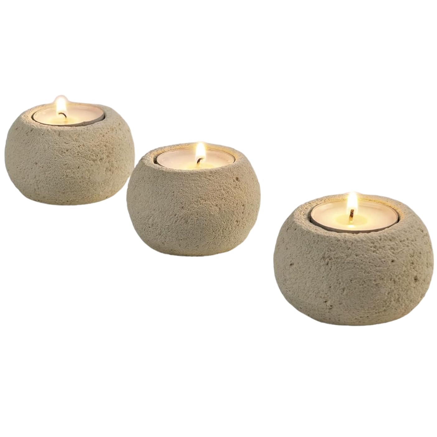 Portacandele In Pietra Naturale Tondo Porta Candele Votive Arredo In Pietra Set Portacandele Arredo Casa Decorazione Set Da 3 Pezzi Prodotto Made In Italy