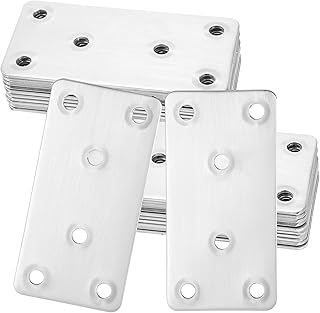 50PCS Silver Flat Mending Plates, 3.15×1.57” 304 Stainless Steel Brace Straight Mending Joining Plates, Metal Straight Brackets for Brace, Furniture, Wood, Cabinet,80X40X2MM