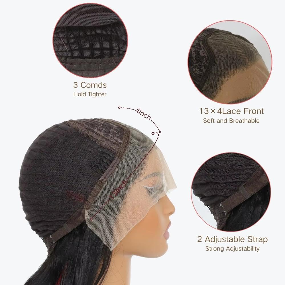Accessori Parrucche Parrucche Anteriori In Pizzo Nero Corto Con Onda Del Corpo Parrucca Per Capelli In Fibra Resistente Al Calore Senza Colla Con Capelli Per Bambini Da 16 Pollici