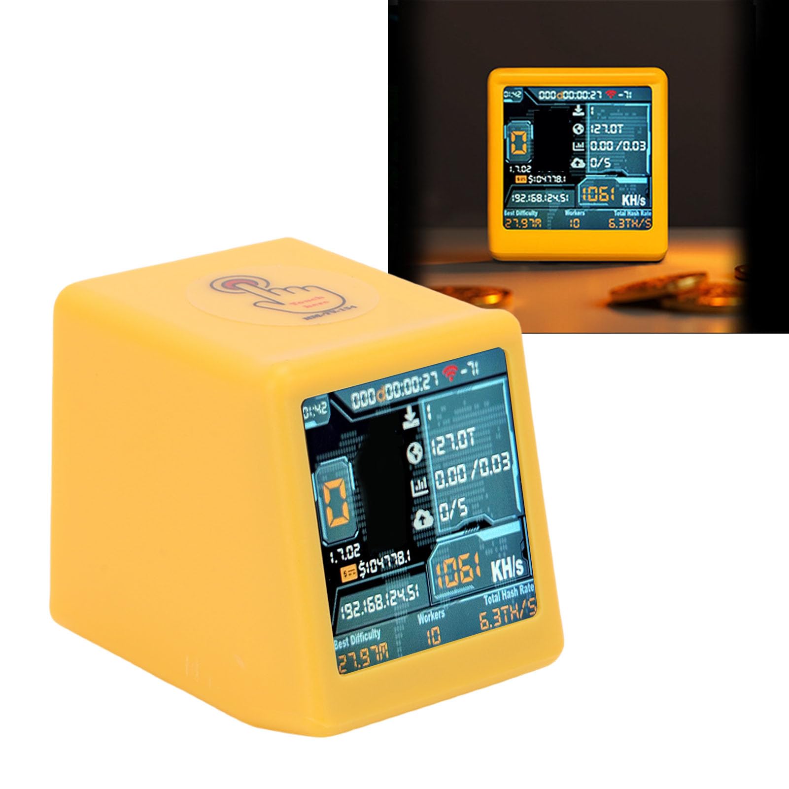 Bitcoin Miner mit WiFi Bluetooth 1060 KH S Hashrate, 1,54 Zoll Smart Display, Kryptowährungs-Mining