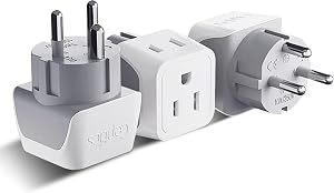 Ceptics Canada to Denmark Travel Plug Adapter (Type K) - Dual Input - Ultra Compact - Charge your Cell Phones, Laptops, Tablets (CT-20, 3 Pack)