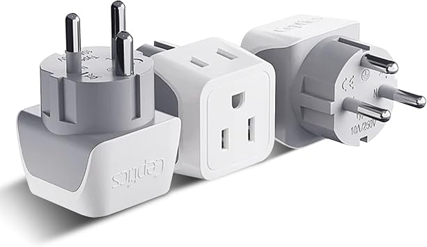 Ceptics Denmark Travel Adapter Plug with Dual Usa Input - Power - Type K 3 Pack - Ultra Compact - Safe Grounded Perfect for Cell Phones, Laptops, Camera Chargers and More CT-20