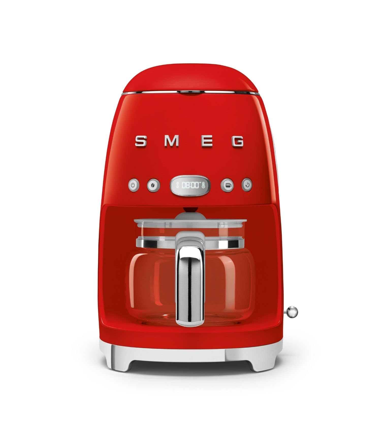 Smeg, Macchina da Caffè Filtro DCF02RDEU, Funzione Aroma e Autostart, Caraffa in Vetro Fino a 12 Tazze, 2 Livelli di Intensità, Modalità Keep Warm, 1050W, Rosso