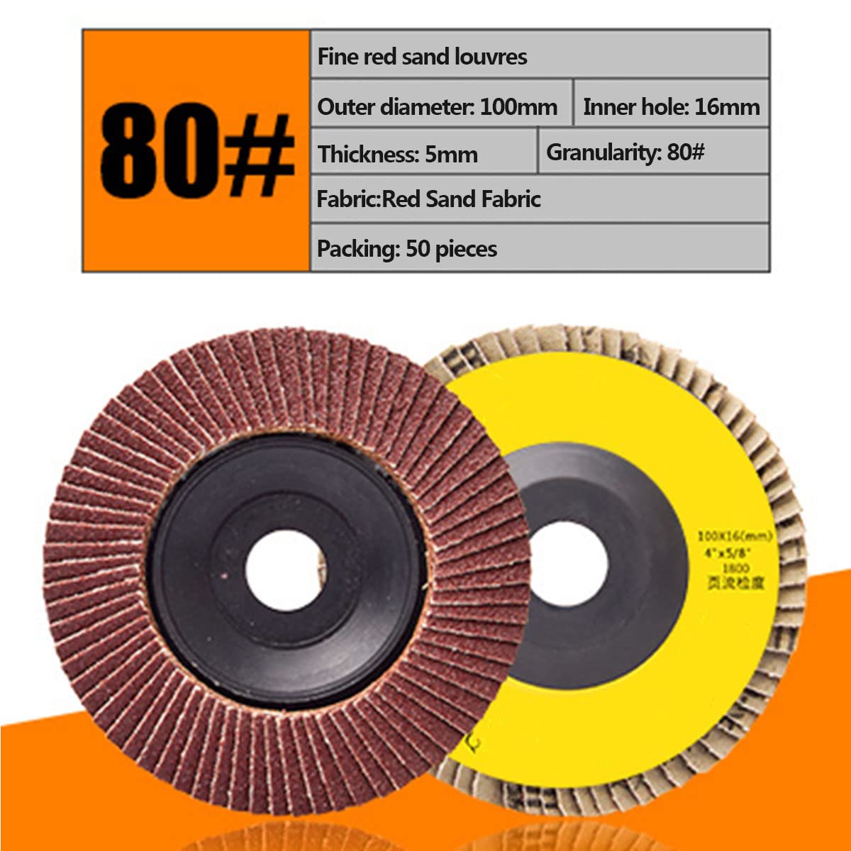 50 Piezas Muela Abrasiva 60-320 Grit Discos Abrasivos de Óxido de Aluminio,Diámetro Exterior 100Mm,Diámetro Del Agujero 16Mm/80Grit