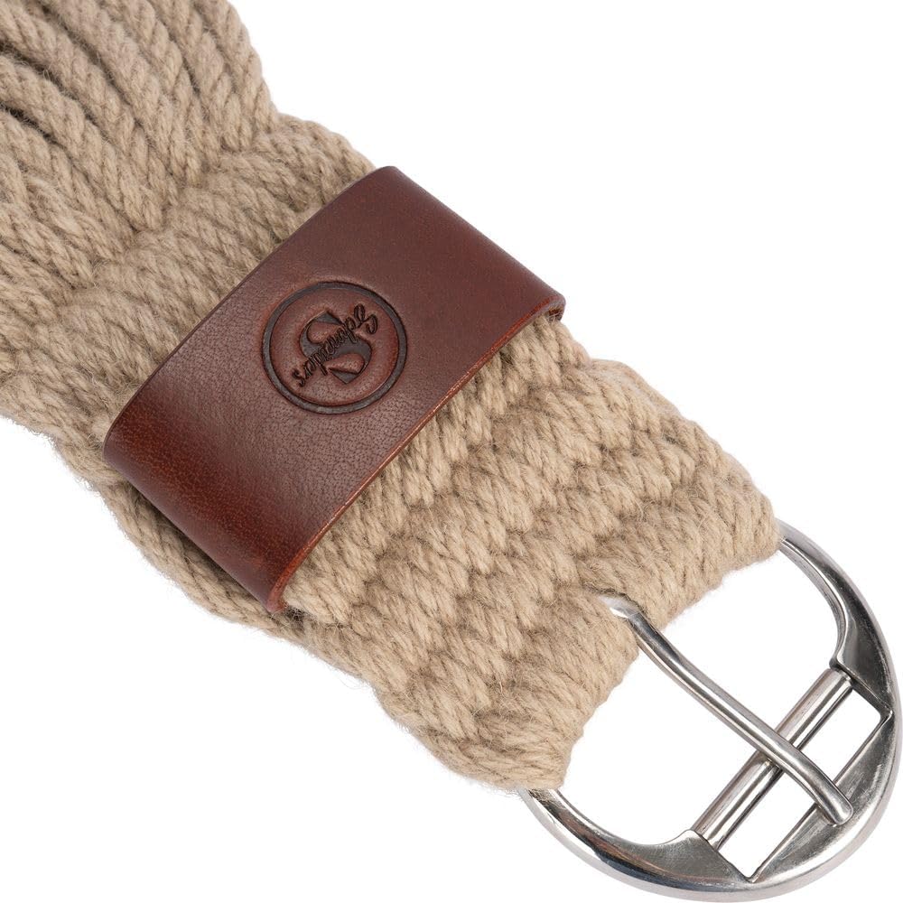 Schneiders Roper Wool String Cinch for Horses | 8" Wide Center for Saddle Stability | 27-Strand Breathable Mohair Blend | Stainless Steel Roller Buckles | Moisture-Wicking Comfort | Size 34