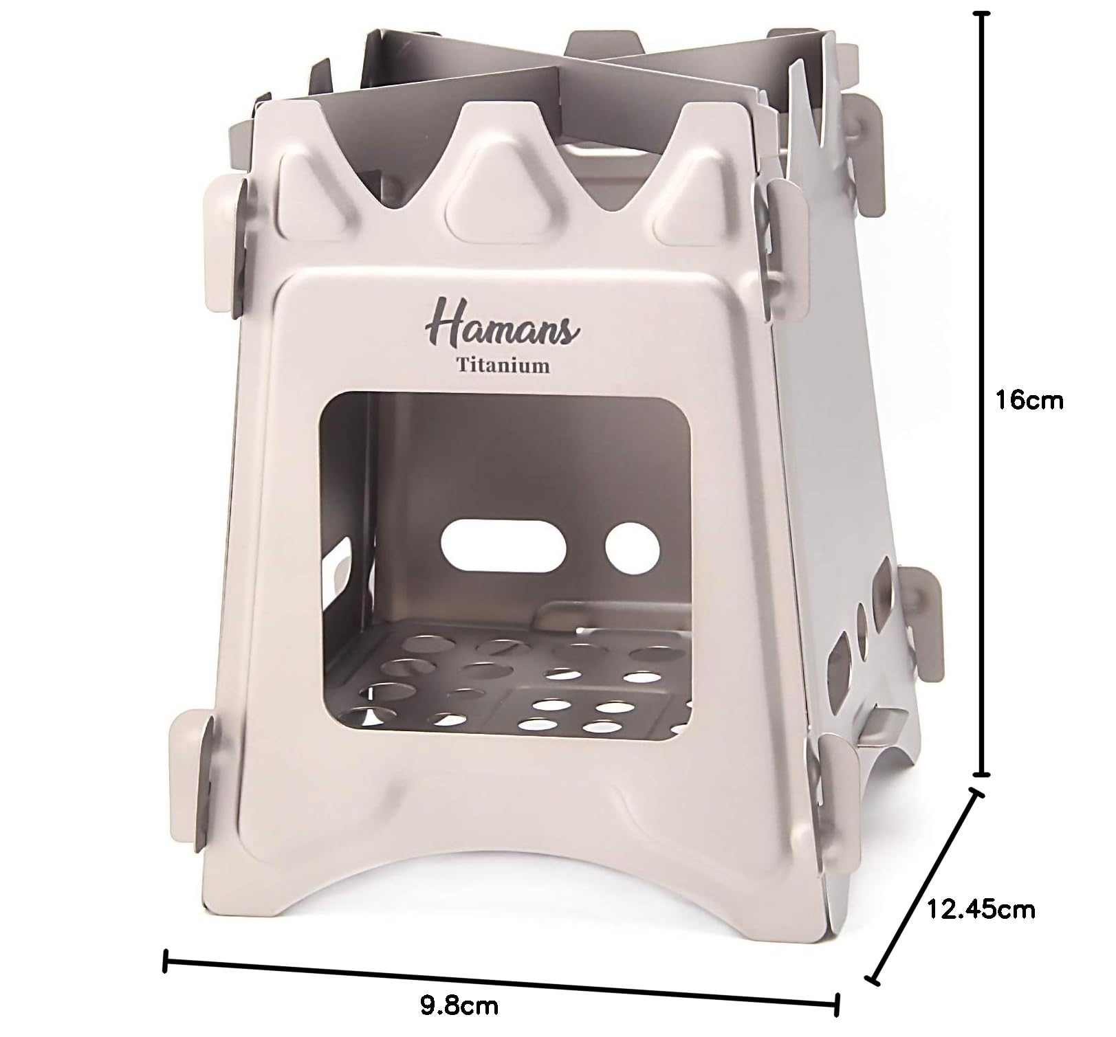 Poêle à bois en titane Hamans, poêle de camping, poêle de randonnée portable en titane pliable pour barbecue de pique-nique de Camping en plein air (Small)