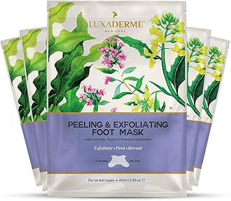 LuxaDerme Korean Peeling & Exfoliating Foot Mask for Baby Soft Feet | Removes Dry Skin & Hard Calluses | Hydrates Dry Feet (Pack of 5)