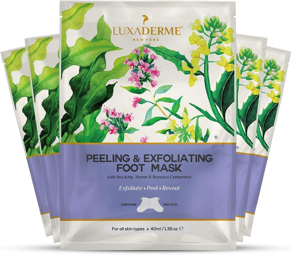 Peeling and Exfoliating Foot Mask with Sea Kelp, Thyme and Brassica Campestris, 40ml - Pack of 5