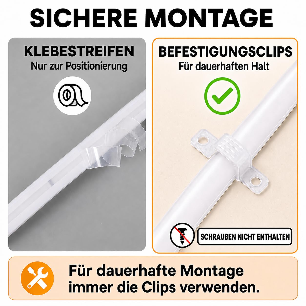 COB LED Streifen 230V IP65 mit Stecker für Außen & Innen (4000K, 20M)