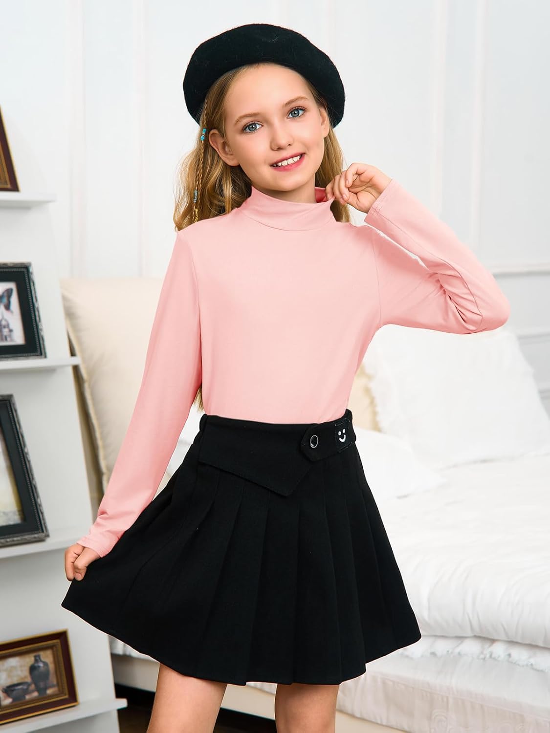 Girls Long Sleeve Mock Neck Pullover Tops Kids Fall Winter Basic Tops Active Layer Shirts 5-14 Years - Image 4