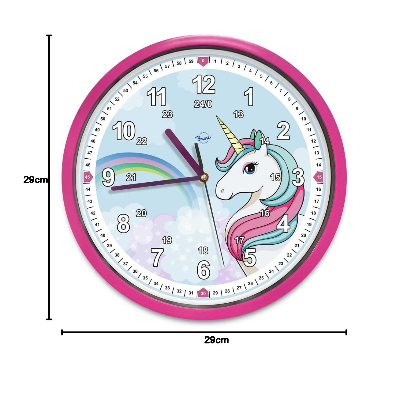 Orologio da parete per bambini con unicorno, silenzioso, ideale per ragazze e ragazzi, silenzioso, senza ticchettio