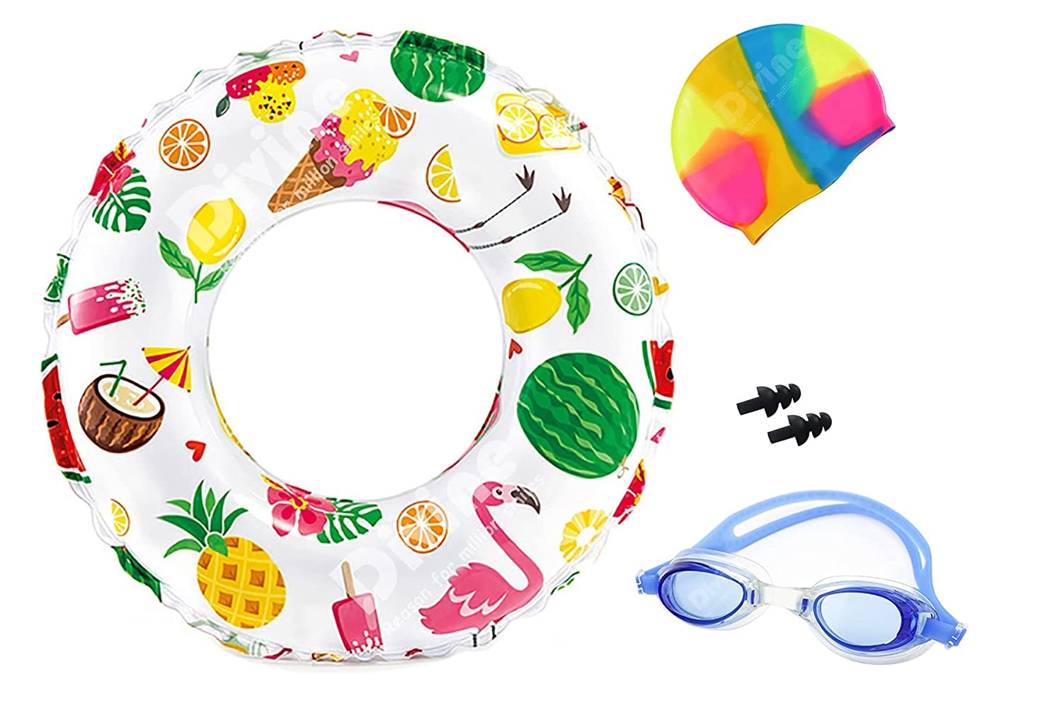 Swimming Ring Tube Swim Combo for Kids with Goggles and Cap with EARPLUGS Set, for Beach Pool Ponds Play (20 INCH) (B09YYSB6BW) Amazon Price History, Amazon Price Tracker
