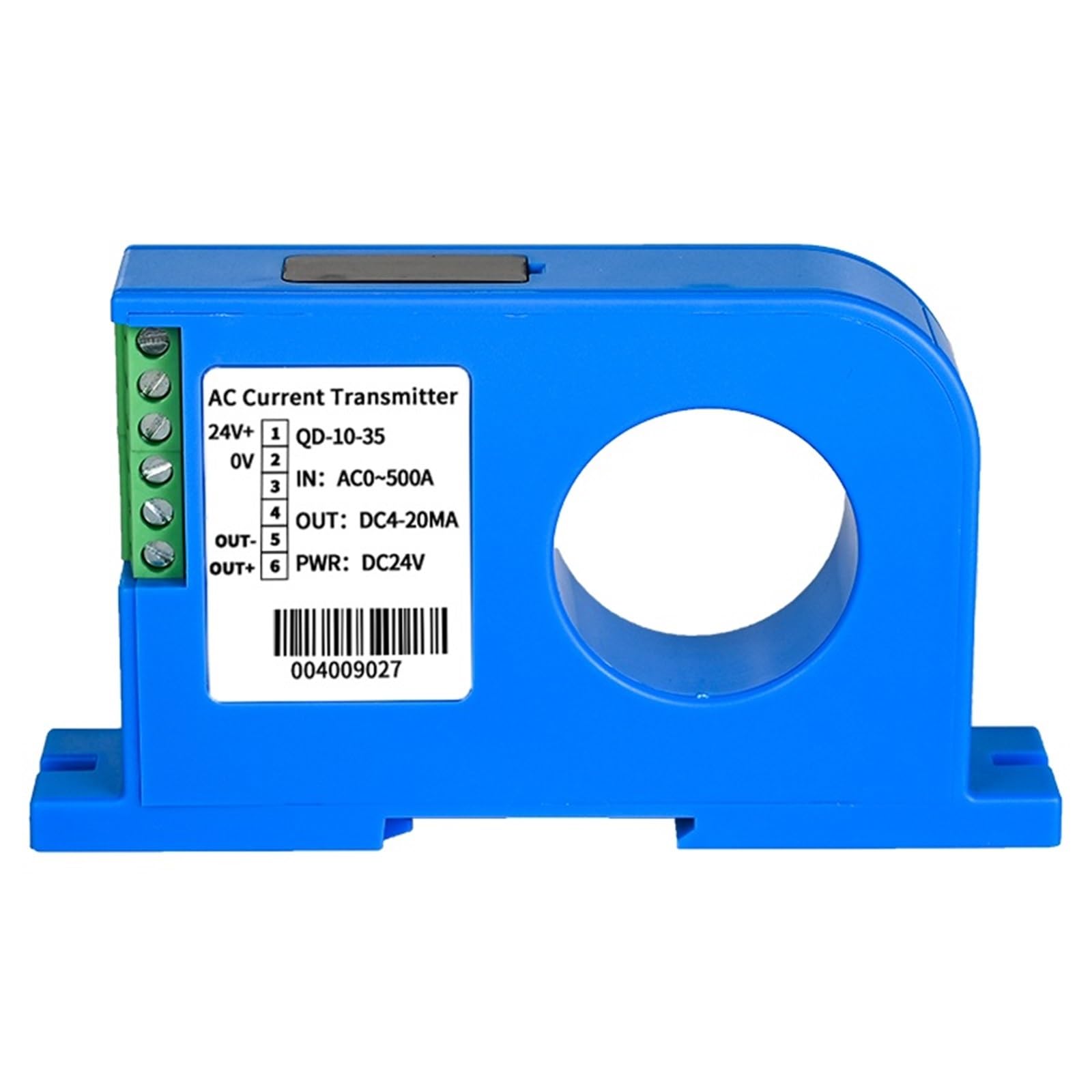 Perforowany czujnik prądu typu Din, RS485 4-20mA 0-10 V amperowy czujnik ampera, przetwornik prądu (otwór 20 mm, AC0-500A_4-20MA OUTPUT_DC24V POWER SUPPLY)