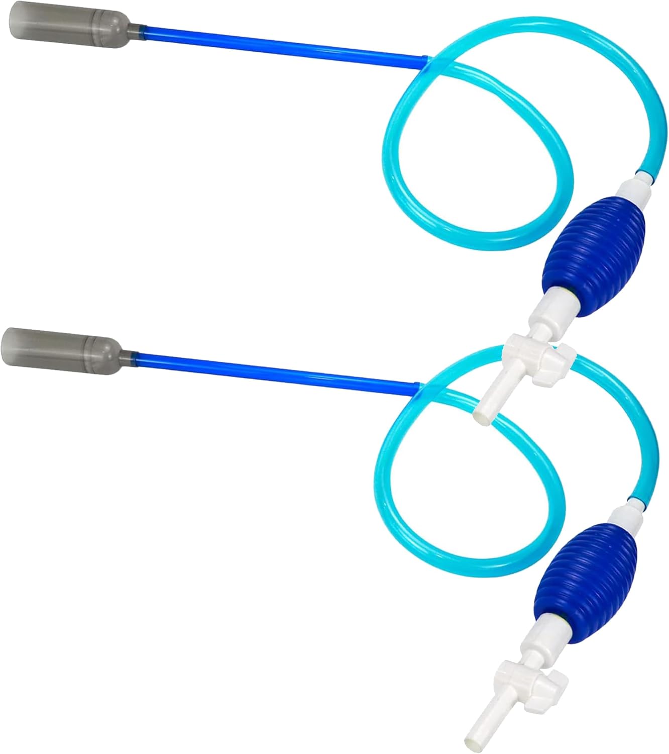 2sets Aquarium Siphon Water Changer Fish Tank Gravel Cleaner with Long Nozzle for Cleaning Changing Water (Blue)