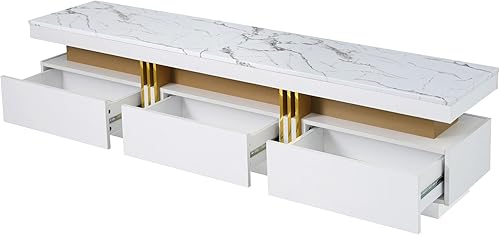 Miniatura 7 de Merax Moderno soporte de TV LED para televisión de 70 pulgadas con estantes y cajones de almacenamiento, centro de entretenimiento de alto brillo