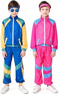 COREWO Boys 80s Tracksuit Kids Hip Hop Costume Top Pants Sets Outfit Retro Dance Sportswear