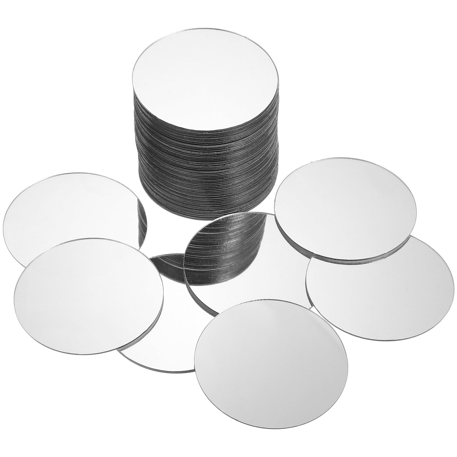 Espejos redondos de acrílico plata con reflejo claro y acabado liso para adornos