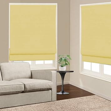 Premium Yellow Blackout Roman Shades - Custom Washable Fabric for Windows, Doors & French Doors