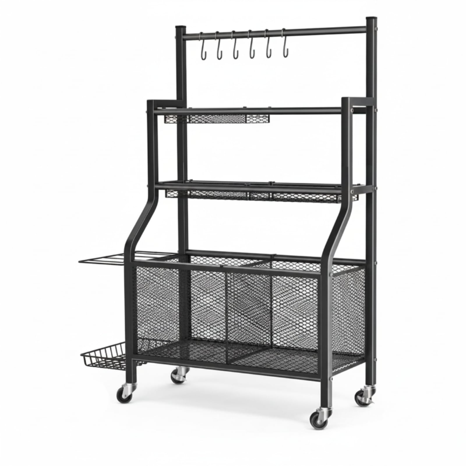 Rastrelliera Porta Attrezzi con Rotelle Metallico Carrello Porta Attrezzi Sportivi Design Verticale Attrezzature Sportive