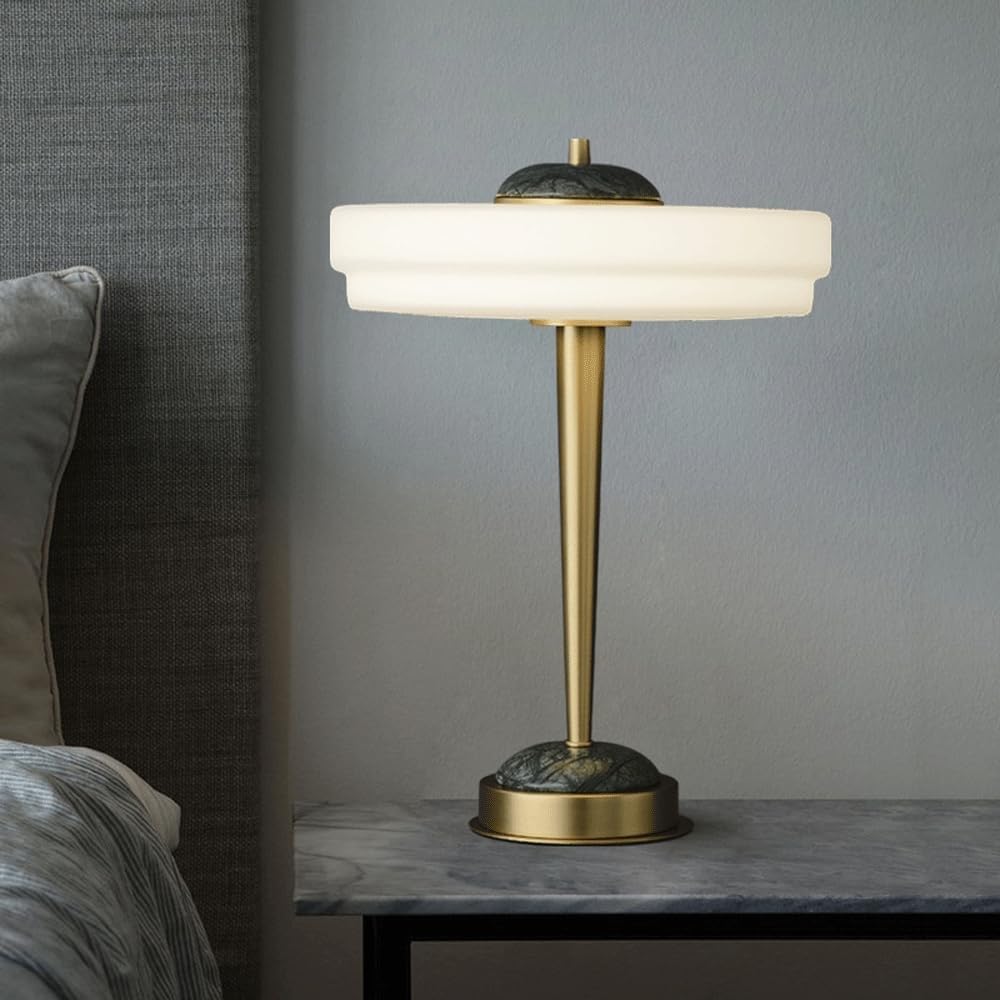 Lampada da tavolo in marmo bianco italiano di lusso - Elegante lampada da tavolo per soggiorno