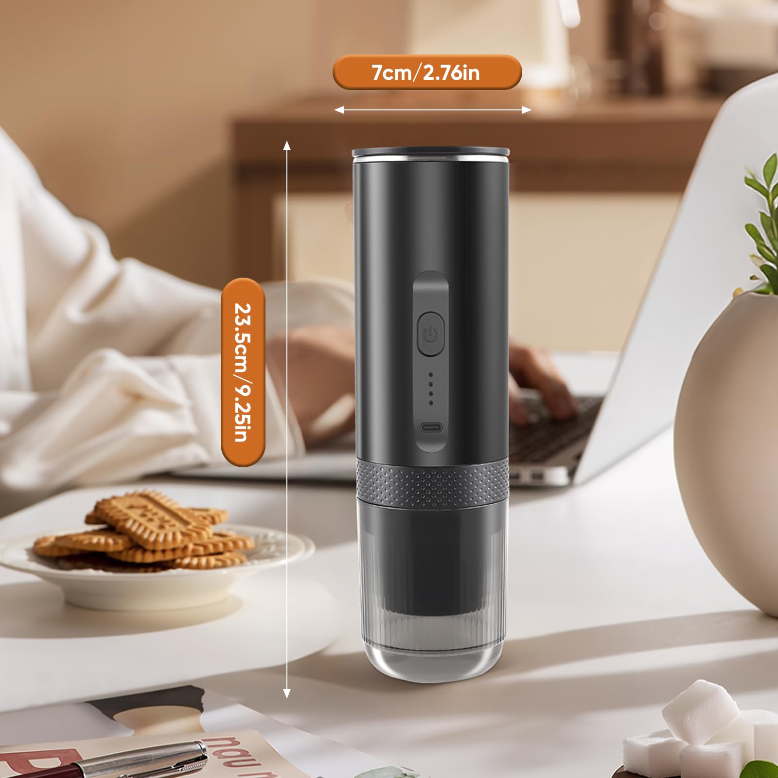 3 En 1 Tragbare Kaffeemaschine Kapseln, Mini Espressomaschine Klein mit 20BAR Pumpdruck, Reise Kaffeemaschine Klein mit Akku, Camping Geschenke für Home, Auto & Outdoor