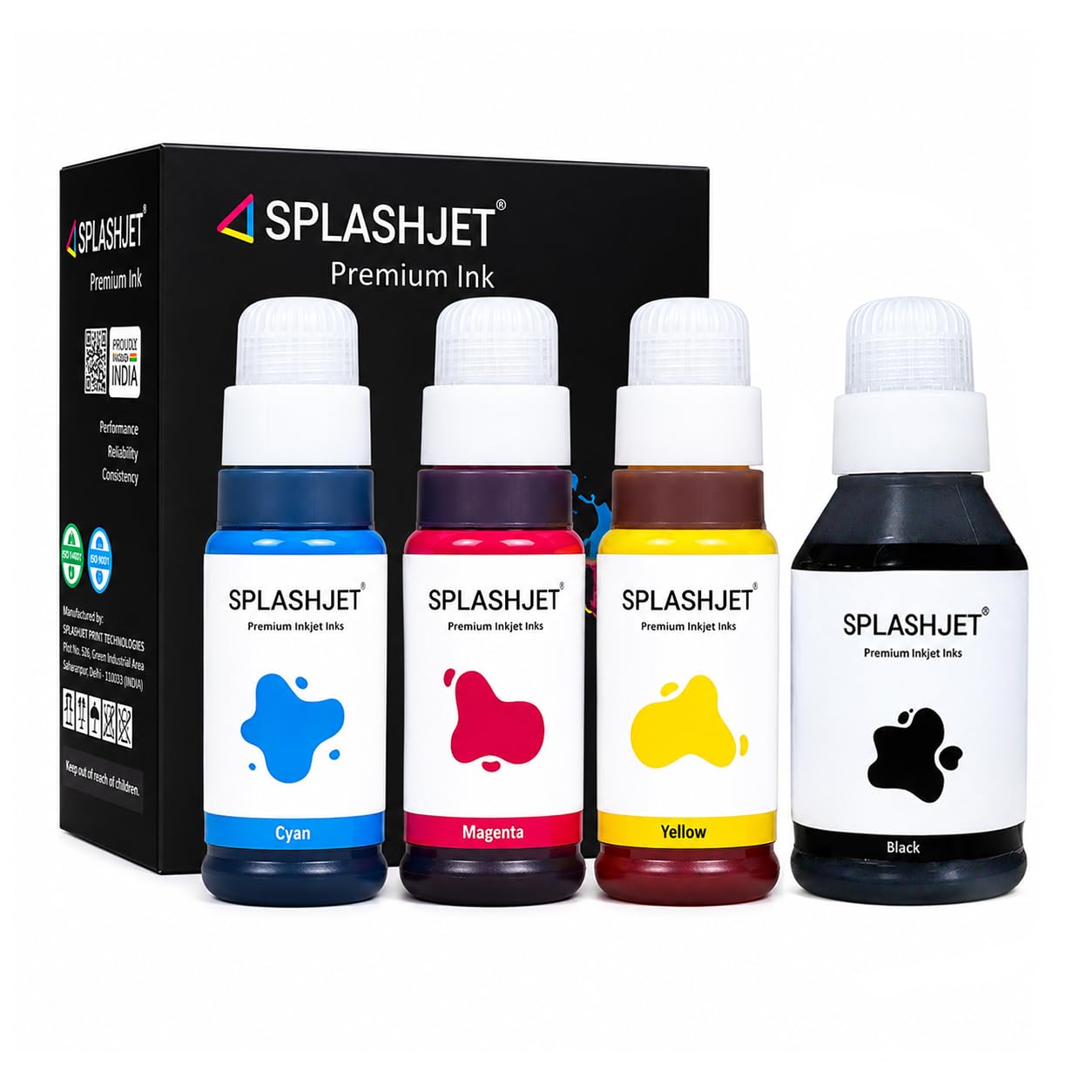 Splashjet 71 Compatible Refill Ink for Canon Pixma G2020, G2021, G2060, G2730, G3020, G3021, G4770, G3770, G1020 Printer - (PGBK x 135gm) (C/M/Y x 70gm) Ink Bottle Set - 502368-image-37