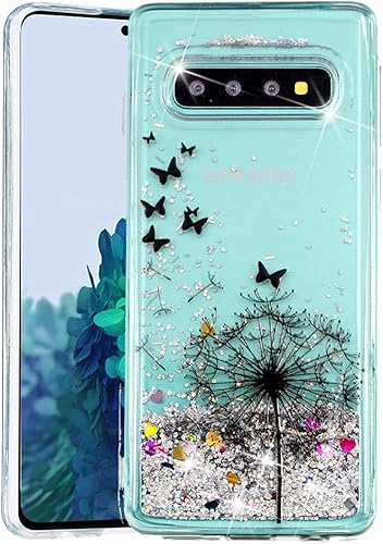 LEECOCO - Funda para Galaxy S10 Plus con purpurina de diente de león líquido, brillante, arena movediza, transparente, suave, de silicona a prueba