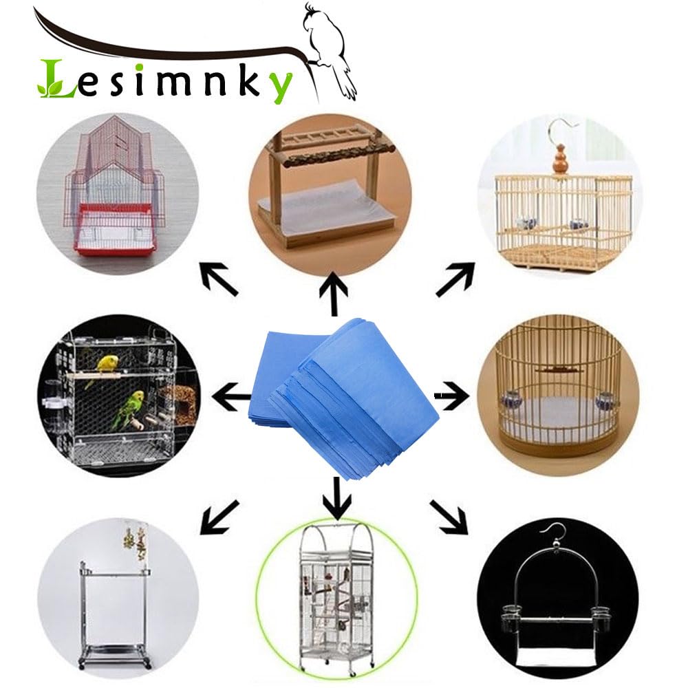 Lot de 120 doublures jetables en papier non tissé pour cage à oiseaux, 27,9 x 43,2 cm, prédécoupées, absorbantes, pour cage à oiseaux, coussin pour perroquet (bleu)
