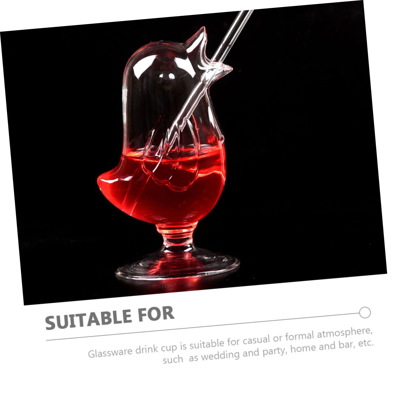 Cabilock 4 Piezas Copa de con Forma de Ave Vaso de Vidrio Transparente para Fiestas y Bodas Diseño Elegante para Vino y Bebidas Frías