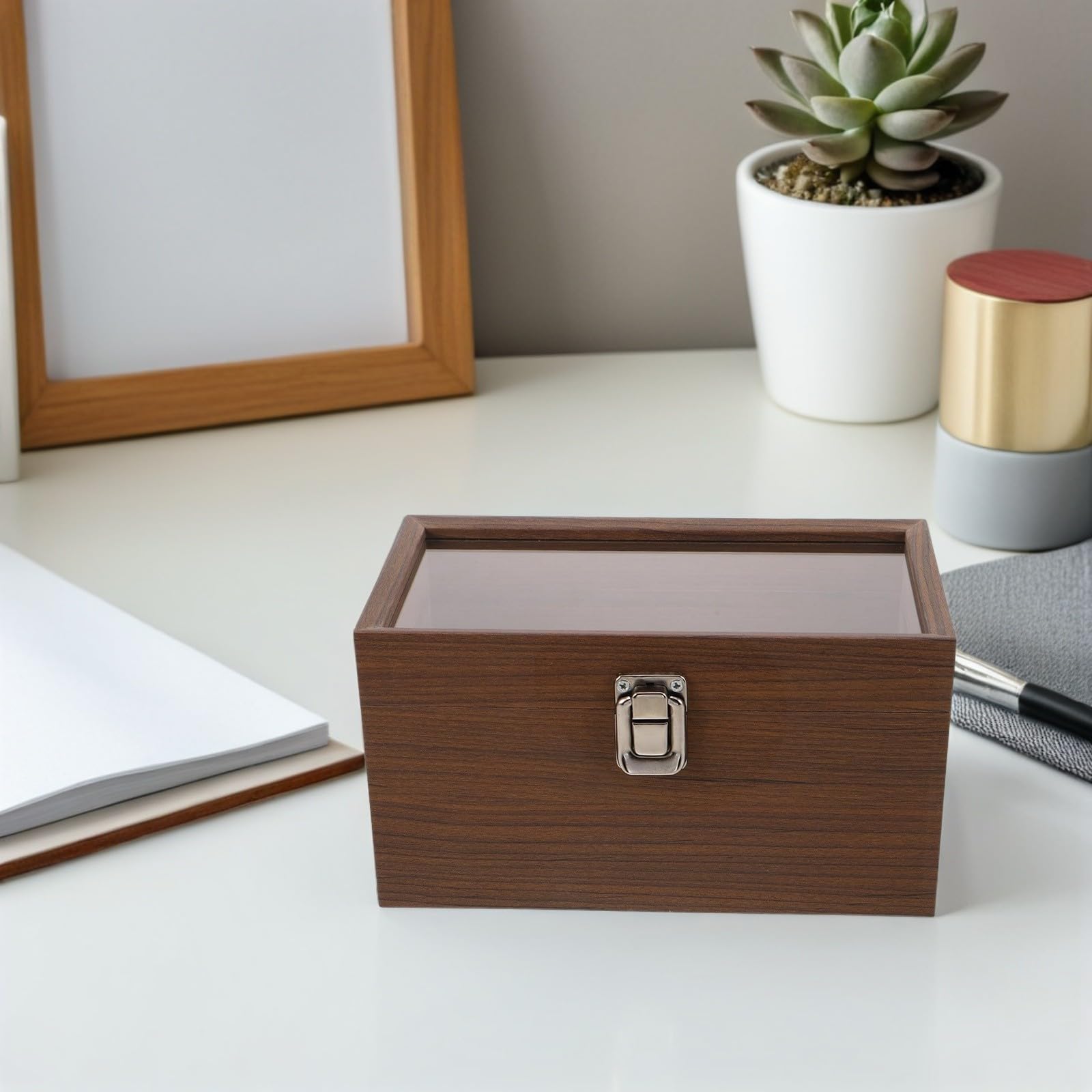 EXCEART Coffret à Bijoux en Bois de Noyer Foncé 11 Fentes pour Rangement Multi-emplacements de Bracelets, Organiseur Élégant pour Décoration Maison et Présent D'anniversaire
