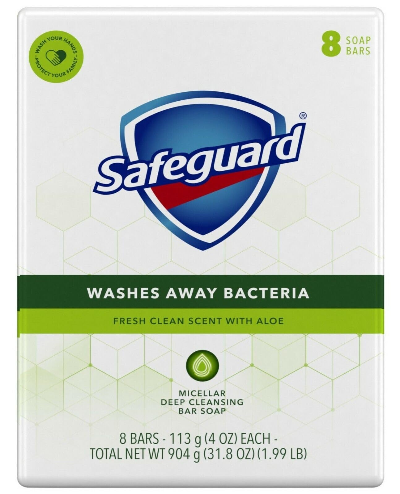 Safeguard White Soap, 4 Oz Ea. - 6 Packs x 8 Count, 48 Bars Case