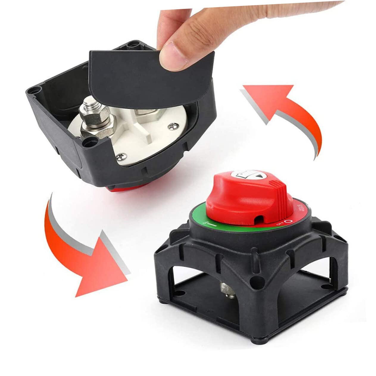 Interrupteur Principal de Batterie Isolation et Protection 600a en Plastique et Laiton, Coupure et Reconnexion Facile pour Bateaux et Camping-cars