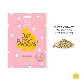 FACETORY K Beauty Face Mask Skin Care - OATS MY BANANAS CALMING Sheet Mask with Oat Extract | Milky Essence Soothes & Moisturizes (10 Pack)