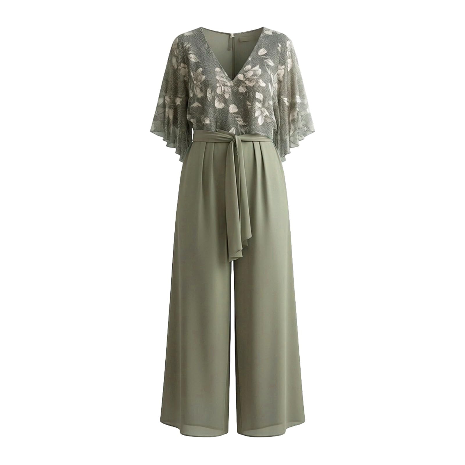 Ensemble 2 pièces pour la mère de la mariée, mariage, femme, festif, élégant, floral, pantalon en dentelle, costume de soirée avec demi-manches, mousseline de soie, dentelle, manches longues, pantalon