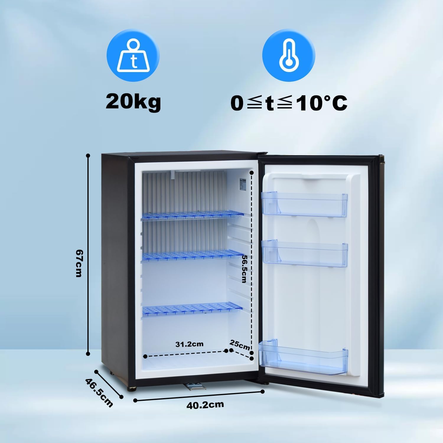 SMETA Camping Kühlschrank 12V 230V, 50L Campingkühlschrank mit Schloss, 0dB Absorber Kühlschrank Wohnmobil für Wohnwagen, LKW, Camping, Auto, Lautlos, Schwarz