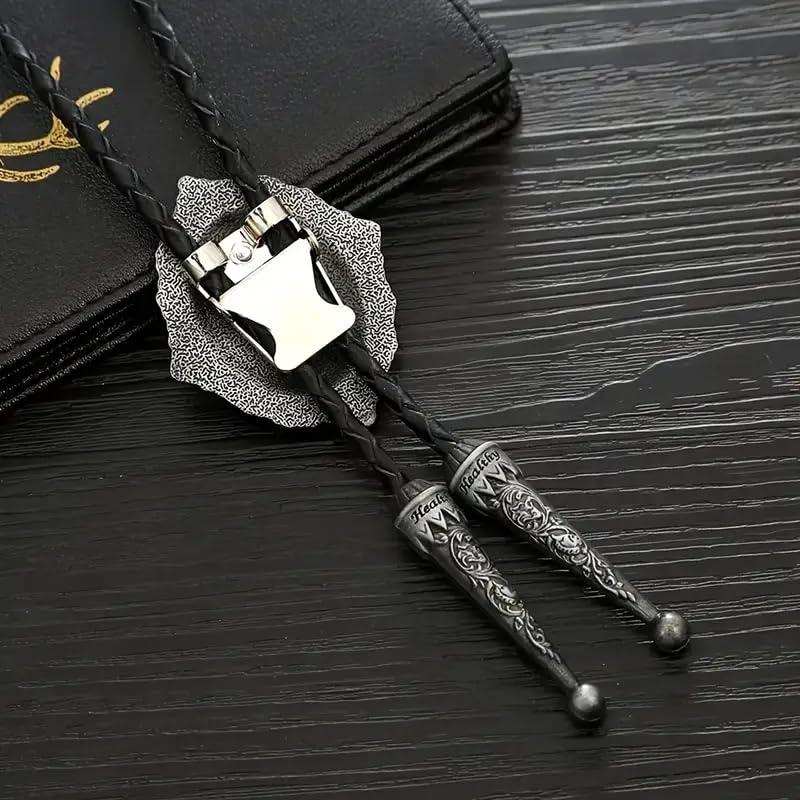 Image of HUABOLA CALYN Native American Bolo tie Rodeo Cowboy Leather Necktie Western Bolo ties for Men Women Necktie for Concert Fans