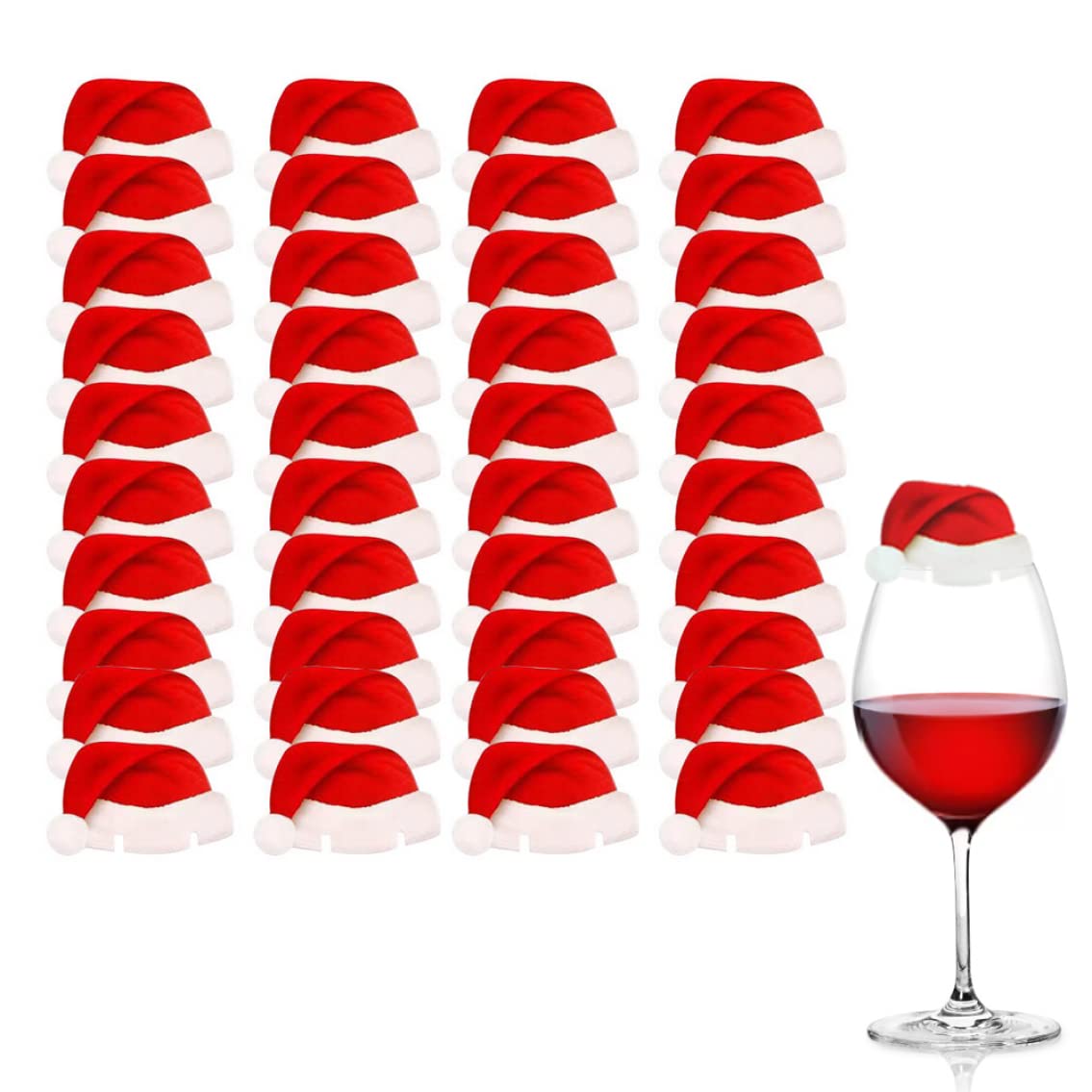 KUYYFDS Christmas Wine Glass Decorations Mini Santa Hat Cup Cards Goblet Markers Party Table Decor 40PCS Christmas Greeting Card Holders