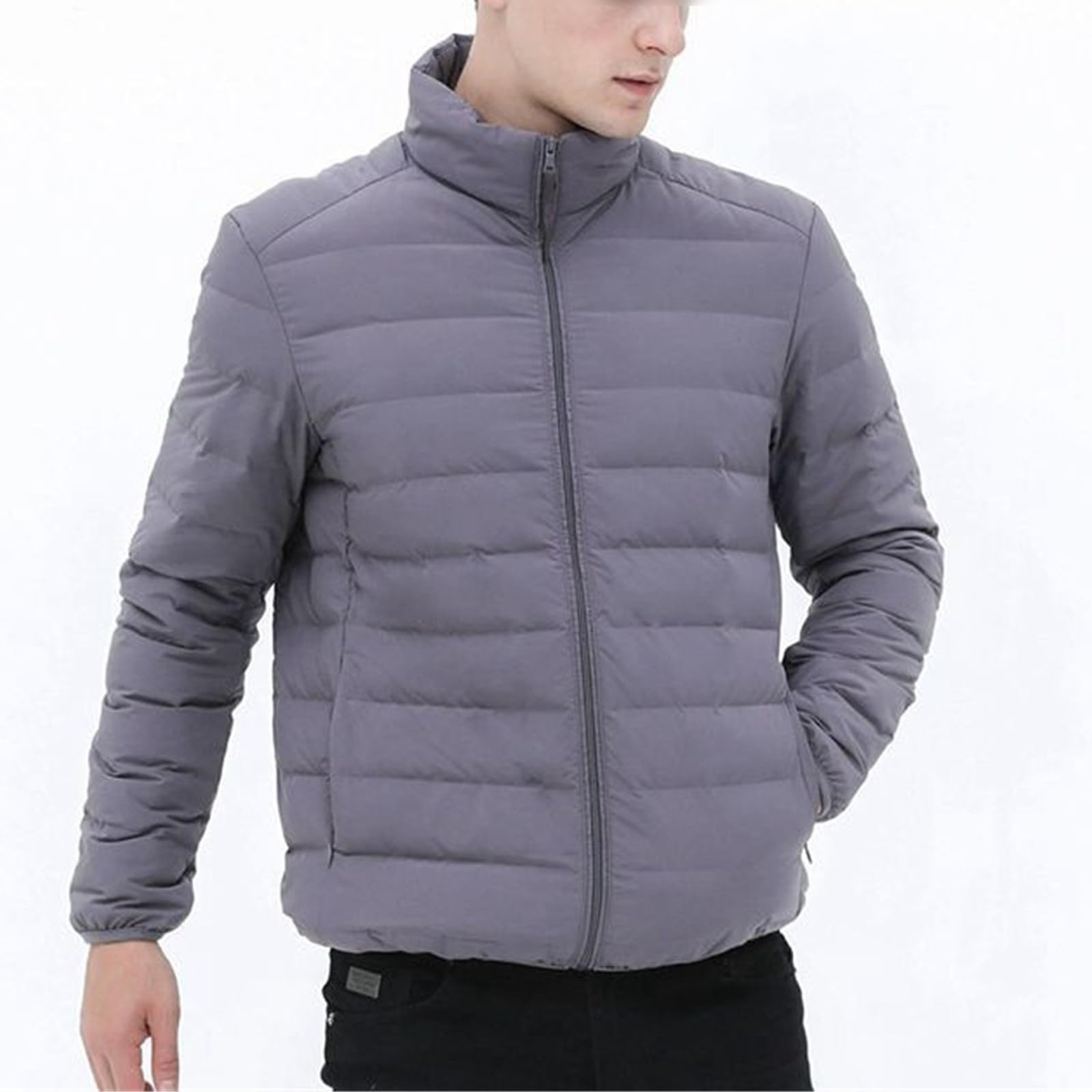 Chaqueta de plumón Ultraligera de Tela Mate para Hombre, Chaqueta de plumón de Invierno, Cortavientos, Chaqueta de Plumas, Abrigo Ligero y cálido