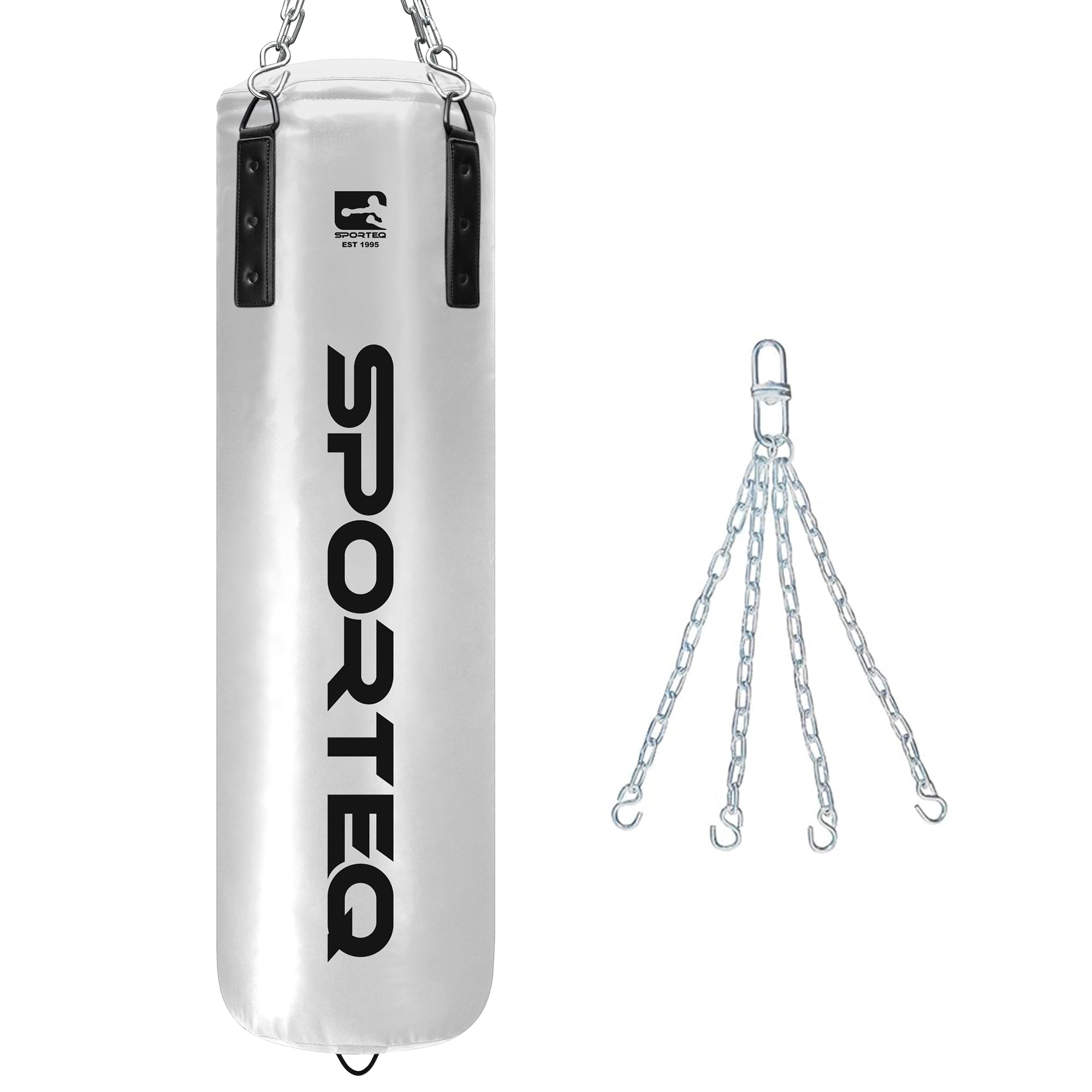 Sporteq Dyno Heavy Filled Boxing Bag with Chain Hanging Set, 4FT Punching Bag for Boxing, Kickboxing & Muay Thai, Heavy Duty Punch Bag for Home & Commercial Gym Training