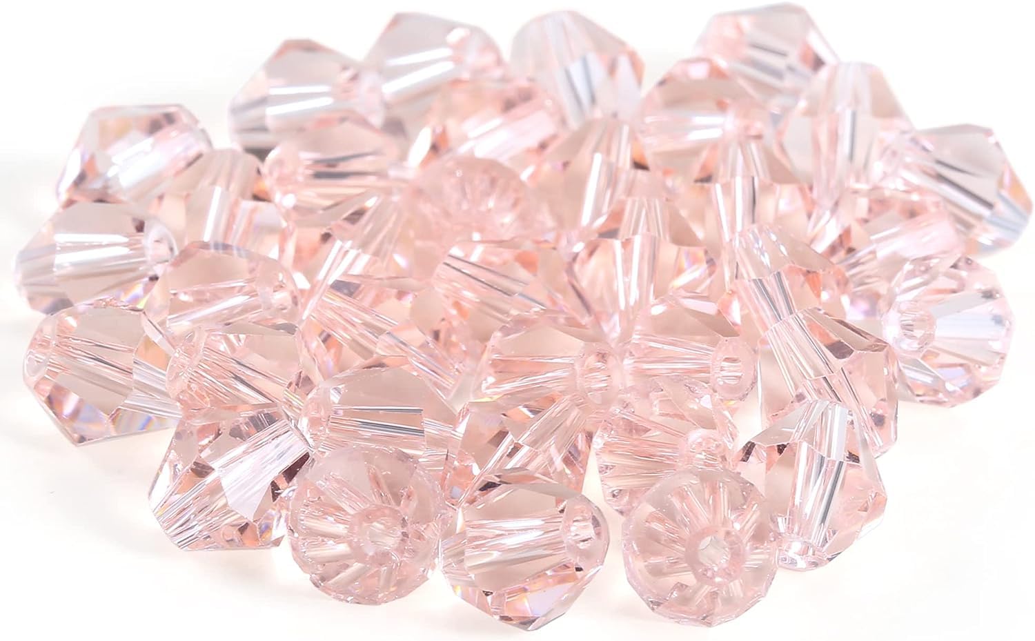 AUTOWRAP Bicone Crystal Glass Beads Loose Beads Spacers Craft for DIY Bracelet Necklace Earring Keychain Jewelry Making 100Pcs (Light Pink 4MM)