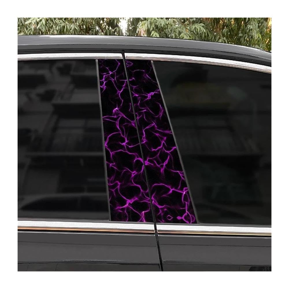 Body Parts 2pcs Car B-Pillar Decals Ice Blue Lightning Auto Center Pillar Waterproof Sticker(F)