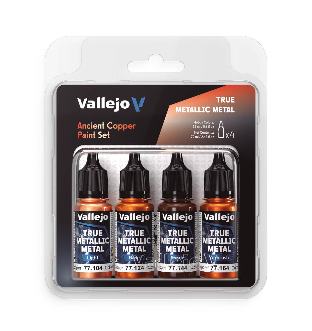 Vallejo - Ancient Copper Paint Set | True Metallic Metal | Acrylic Colors for Painting Metal Effects on Fantasy, Historical, and Wargaming Miniatures