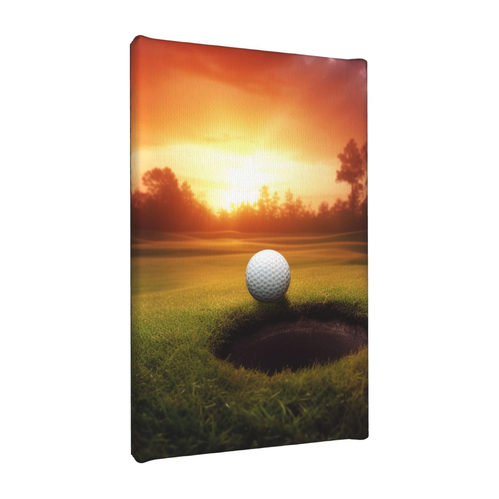 YKLJG Golf sport at sunset Printed Wall Art Canvas Painting 20x30 CM Wooden Framed Picture Painting Artwork Prints for Bedroom Kitchen Home Office Decor